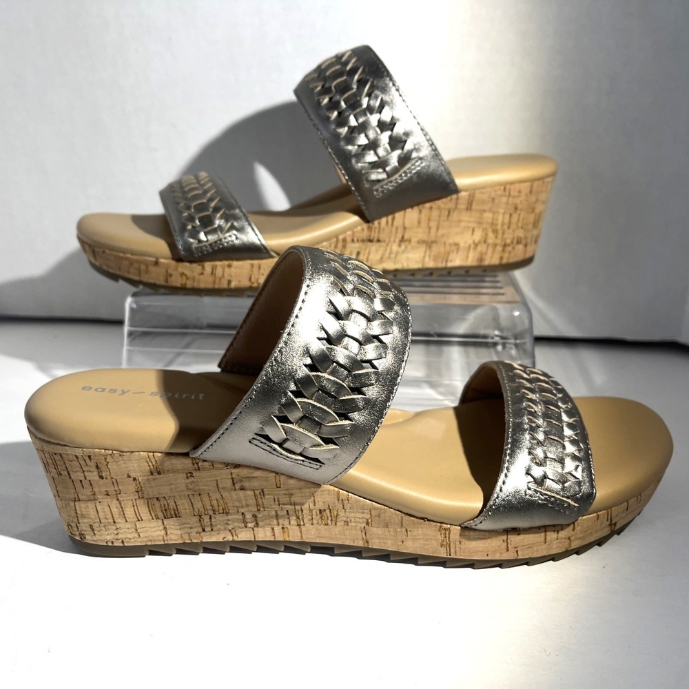 Easy Spirit Women's Selllia Slip-On Champagne Platform Wedge Sandals 8.5M NWOT - Picture 2 of 9